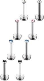 img 4 attached to 👃 Enhance Your Style with Besteel 8pcs 18G Stainless Steel Lip Rings, Labret Monroe Nose Studs, Ear Piercings, Tragus - Choose Bar Length 6-12mm