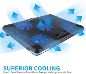 img 3 attached to 🔥 Laptop Cooling Pad Stand, Coolertek USB Powered Gaming Cooler with 5 Silent Fans, Dual USB 2.0 Ports, Adjustable Cooling Pad for 12-17.3" Laptops, Compatible with K13 Blue Light Design