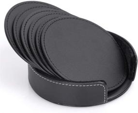 img 1 attached to Enhance Your Tabletop Experience with Restlandee Leather Coasters Coaster Furniture