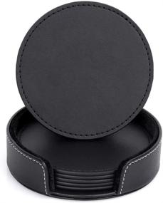 img 4 attached to Enhance Your Tabletop Experience with Restlandee Leather Coasters Coaster Furniture