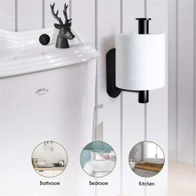 img 1 attached to 🧻 LEHOM Toilet Paper Holder - Self Adhesive Roll Holder for Bathroom, Washroom, Kitchen - Wall Mount, Matt Black