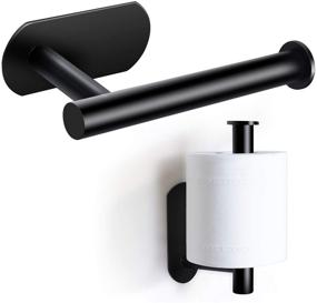 img 4 attached to 🧻 LEHOM Toilet Paper Holder - Self Adhesive Roll Holder for Bathroom, Washroom, Kitchen - Wall Mount, Matt Black