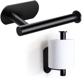 img 3 attached to 🧻 LEHOM Toilet Paper Holder - Self Adhesive Roll Holder for Bathroom, Washroom, Kitchen - Wall Mount, Matt Black