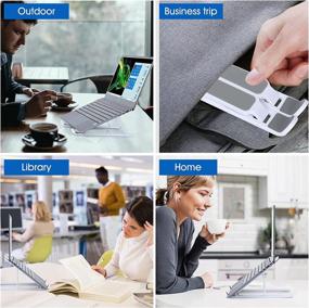 img 2 attached to 🔽 Adjustable Ergonomic Laptop Stand for Desk - 8 Angles Anti-Slip Laptop Riser Compatible with MacBook, HP, Dell, Lenovo and More - Fits All Laptops 10-15.6” (White)