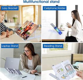 img 3 attached to 🔽 Adjustable Ergonomic Laptop Stand for Desk - 8 Angles Anti-Slip Laptop Riser Compatible with MacBook, HP, Dell, Lenovo and More - Fits All Laptops 10-15.6” (White)