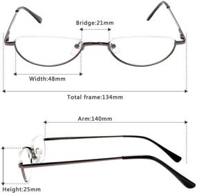 img 3 attached to REAVEE 2-Pack Half Moon Reading Glasses with Spring Hinge, Retro Designer Look, Slim Frame, for Women and Men, Stylish Eyeglasses with Pouch, Red and Gun Grey, 2.5 Strength