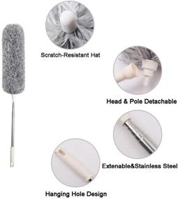 img 1 attached to 🧹 Multipurpose Microfiber Dusters: 100 Inch Extension, Bendable Head, Scratch Resistant - Ideal for Ceiling, Fan, Roof, Furniture, and Cobweb Cleaning!