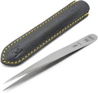 germanikure premium needle point tweezers - high-quality finox stainless steel 🔧 in deluxe leather case - ethically crafted in solingen, germany - model 4405 logo