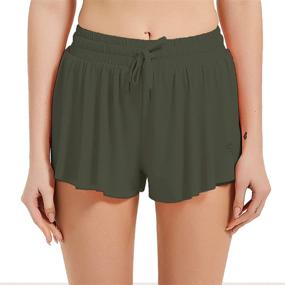 img 3 attached to 🏃 Flowy Hem Athletic Shorts for Women - Quick-Dry 2-in-1 Double Layer Running Yoga Shorts with Drawstring Waist for Fitness Workout