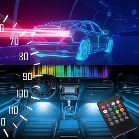 img 3 attached to 🚗 Xcellent Global 4pcs 12 Inch 8 Color Car Interior LED Neon Light Strip Kit with Sound Active Function - Wireless Remote Control and Car Charger, DC 12V - AT010