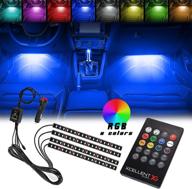 🚗 xcellent global 4pcs 12 inch 8 color car interior led neon light strip kit with sound active function - wireless remote control and car charger, dc 12v - at010 logo