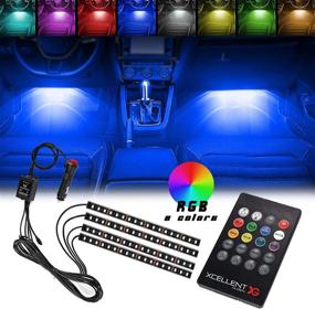 img 4 attached to 🚗 Xcellent Global 4pcs 12 Inch 8 Color Car Interior LED Neon Light Strip Kit with Sound Active Function - Wireless Remote Control and Car Charger, DC 12V - AT010