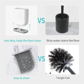 img 1 attached to 🚽 GREATIN Silicone Toilet Brush and Holder Set - Flexible Bendable Brush Head for Easy Toilet Corner Cleaning - Floor Standing & Wall Mounted Bathroom Toilet Brush, White