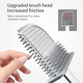 img 3 attached to 🚽 GREATIN Silicone Toilet Brush and Holder Set - Flexible Bendable Brush Head for Easy Toilet Corner Cleaning - Floor Standing & Wall Mounted Bathroom Toilet Brush, White