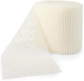 img 4 attached to 🎀 Ivory Pearl Mesh Ribbon Wrap for Wreaths (10 Yards x 4.75 Inches)