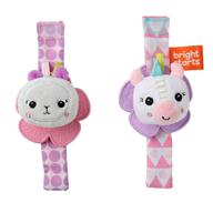 🦄 bright starts unicorn and llama rattle & teethe wrist pals toy, suitable for newborns and up logo