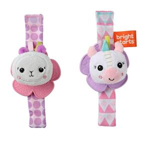 img 4 attached to 🦄 Bright Starts Unicorn and Llama Rattle & Teethe Wrist Pals Toy, Suitable for Newborns and Up