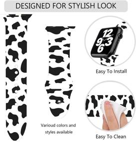 img 3 attached to 🐮 Cute Cow Printed Sport Band: Compatible with Apple Watch Bands 38mm 40mm - Series 6 5 4 3 2 SE, Luxury Design for Women and Girls