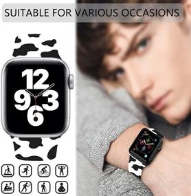 img 1 attached to 🐮 Cute Cow Printed Sport Band: Compatible with Apple Watch Bands 38mm 40mm - Series 6 5 4 3 2 SE, Luxury Design for Women and Girls