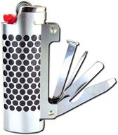 🔧 enhanced stainless steel multi-tool: lighter case with bottle opener, scraper, grinder, packer, picker, and file – designed for bic lighters logo