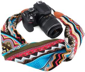 img 1 attached to 📷 Wolven Soft Scarf Camera Strap Belt for DSLR/SLR/Digital Cameras (DC)/Instant Cameras, Multicolored