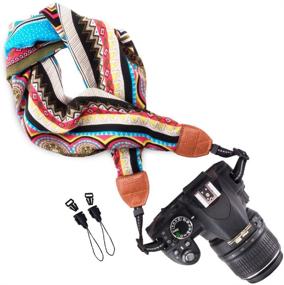 img 4 attached to 📷 Wolven Soft Scarf Camera Strap Belt for DSLR/SLR/Digital Cameras (DC)/Instant Cameras, Multicolored