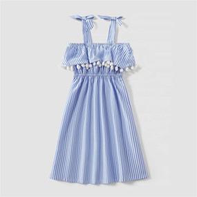 img 2 attached to 🌈 IFFEI Matching Family Outfits: Rainbow Suspender Skirt Dresses & Suits in Cotton Silk Blend - Mommy and Me Collection