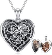 personalized 925 sterling silver rose heart locket: keep your loved ones close with a customized photo inside logo