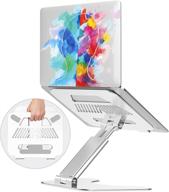 portable ergonomic laptop stand: adjustable height, foldable & stylish aluminum holder for macbook & laptops logo