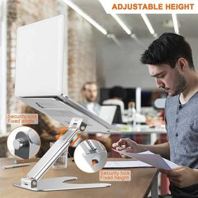 img 2 attached to Portable Ergonomic Laptop Stand: Adjustable Height, Foldable & Stylish Aluminum Holder for MacBook & Laptops