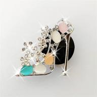 aeeix high heel shoe car air vent clip charm - bling car accessories for women, crystal fashion shoe with flowers - car interior decoration charm, rhinestone car bling accessories for cute car decor logo