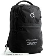 artix comfortable laptop travel backpack: perfect fit for 17.3-inch laptop, water resistant – ultimate business backpack for work [black & grey] logo