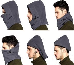 img 1 attached to FZBNSRKO 6 in 1 Thick Thermal Fleece Balaclava Hood Wind Stopper Ski Outdoor Sports Face Mask: Ultimate Protection for Cold Weather Activities