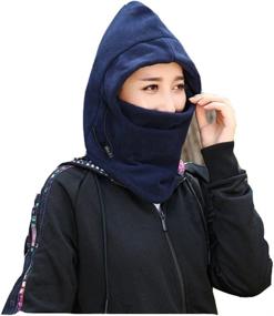 img 3 attached to FZBNSRKO 6 in 1 Thick Thermal Fleece Balaclava Hood Wind Stopper Ski Outdoor Sports Face Mask: Ultimate Protection for Cold Weather Activities