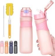 💧 bpa free water bottle with straw, 30oz leakproof sports fitness water bottle with handle: pink tritan plastic, flip top - ideal for men and women logo