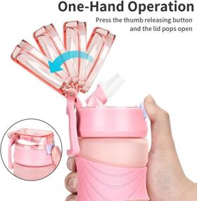 img 2 attached to 💧 Bpa Free Water Bottle with Straw, 30oz Leakproof Sports Fitness Water Bottle with Handle: Pink Tritan Plastic, Flip Top - Ideal for Men and Women