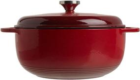 img 1 attached to 🍳 Lodge Enameled Cast Iron Dutch Oven - 6 Quart, Red, Stainless Steel Knob & Loop Handles