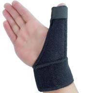 🖐️ black thumb splint - thumb spica brace with reversible design for pain relief, blackberry thumb, trigger finger, arthritis, sprains, strains, carpal tunnel &amp; trigger thumb immobilizer - includes wrist strap (black) logo