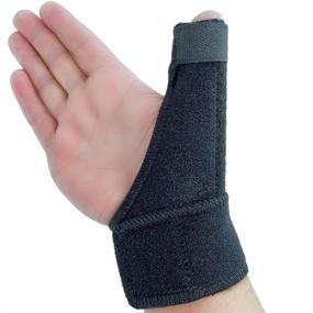 img 4 attached to 🖐️ Black Thumb Splint - Thumb Spica Brace with Reversible Design for Pain Relief, BlackBerry Thumb, Trigger Finger, Arthritis, Sprains, Strains, Carpal Tunnel &amp; Trigger Thumb Immobilizer - Includes Wrist Strap (Black)