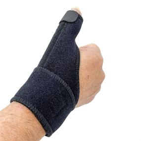 img 3 attached to 🖐️ Black Thumb Splint - Thumb Spica Brace with Reversible Design for Pain Relief, BlackBerry Thumb, Trigger Finger, Arthritis, Sprains, Strains, Carpal Tunnel &amp; Trigger Thumb Immobilizer - Includes Wrist Strap (Black)