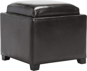 img 2 attached to 🏠 Safavieh Hudson Collection Kaylee Leather Single Tray Square Storage Ottoman, Brown: Stylish and Functional Home Organization Solution