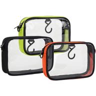 🎒 convenient 3-pack tsa approved clear toiletry bags for air travel - quart sized packing organizers with hook and d-rings logo