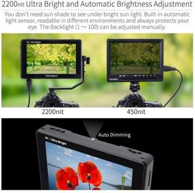 img 3 attached to 📺 FEELWORLD LUT7 7-дюймовый высокой яркости 2200 нит сенсорный экран камеры DSLR полевой монитор с 3D Lut Waveform векторным осциллографом автоматическим датчиком света 1920x1200 видеоассистом 4K HDMI вход 8,4 В постоянного тока + наклонное крепление