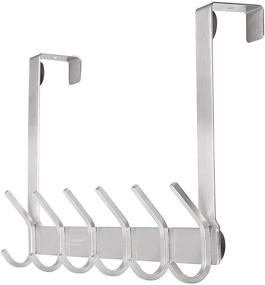 img 4 attached to 🚪 YUMORE Over The Door Hooks, Robust Stainless Steel Door Hanger for Coats Robes Hats Clothes Towels, Hanging Towel Rack Organizer, Effortless Installation, Space Saving Bathroom Hooks, SUS 304