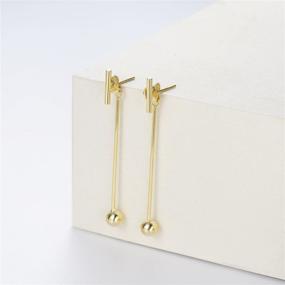 img 2 attached to 🌟 Carleen 14K Yellow Gold Plated 925 Sterling Silver Statement Round Ball Drop Dangle Earrings | Delicate Fine Jewelry Studs for Women