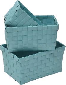 img 4 attached to EVIDECO Checkered Storage Baskets Turquoise