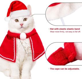 img 1 attached to Whaline 4-Pack Pet Christmas Costume Set - Набор костюмов для питомцев из 4 предметов: оленьи рога, шапка Санты, красный шарф и плащ для собак и кошек - Идеальные косплей принадлежности для вечеринки в честь Рождества для питомцев.