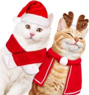 whaline 4-pack pet christmas costume set - набор костюмов для питомцев из 4 предметов: оленьи рога, шапка санты, красный шарф и плащ для собак и кошек - идеальные косплей принадлежности для вечеринки в честь рождества для питомцев. логотип