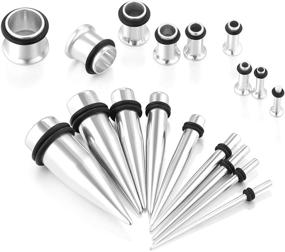 img 3 attached to 👂 Enhance Your Ear Style with Vcmart 14G-00G 36 pcs Ear Gauges Stretching Kit - Implant Grade Steel Tapers, Plugs, and Eyelets