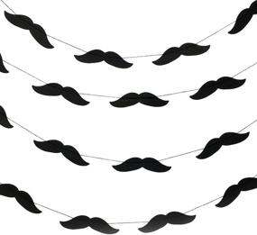 img 4 attached to 🎉 Bobee Mustache Party Decorations Paper Garland Streamers, 14ft Strand with 48 Mustaches